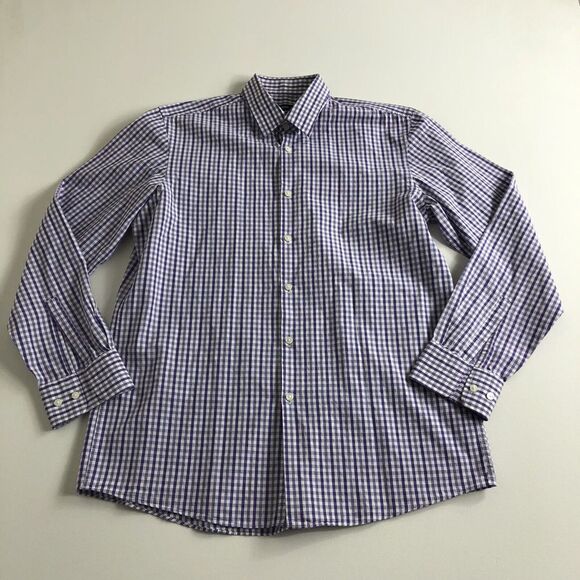BOSS HUGO BOSS‎ SHARP FIT LONG SLEEVE CHECK BUTTON UP DRESS SHIRT 16 34/35 - Picture 1 of 5